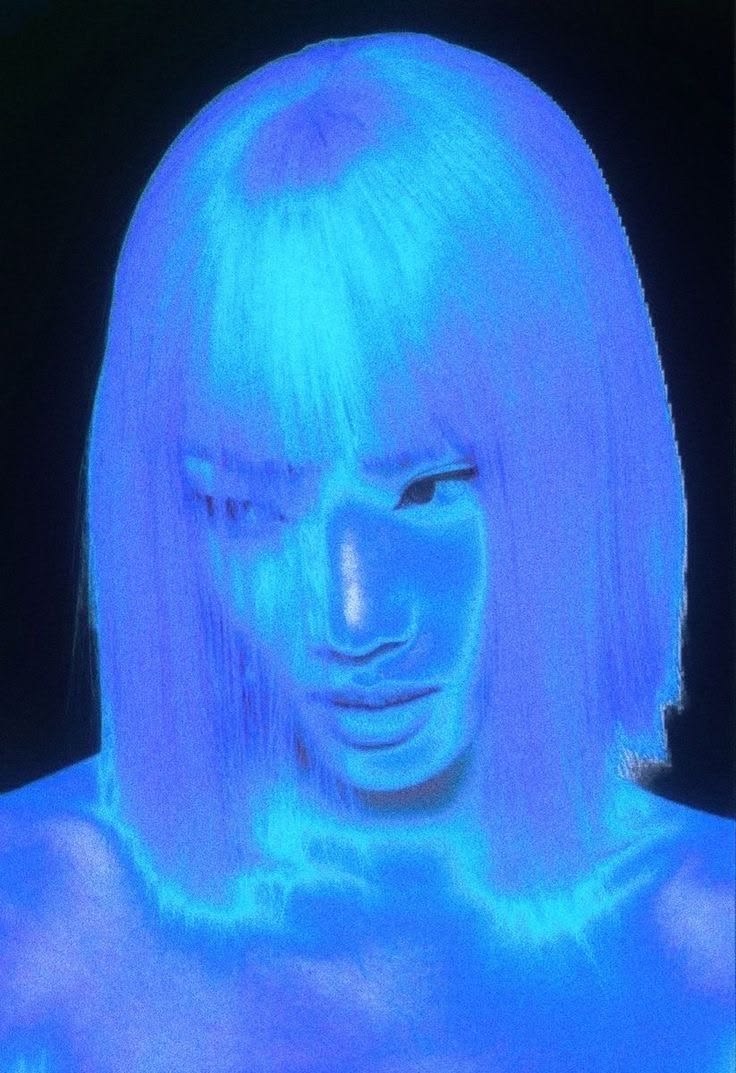 Portrait éclairé de lumière bleue néon
